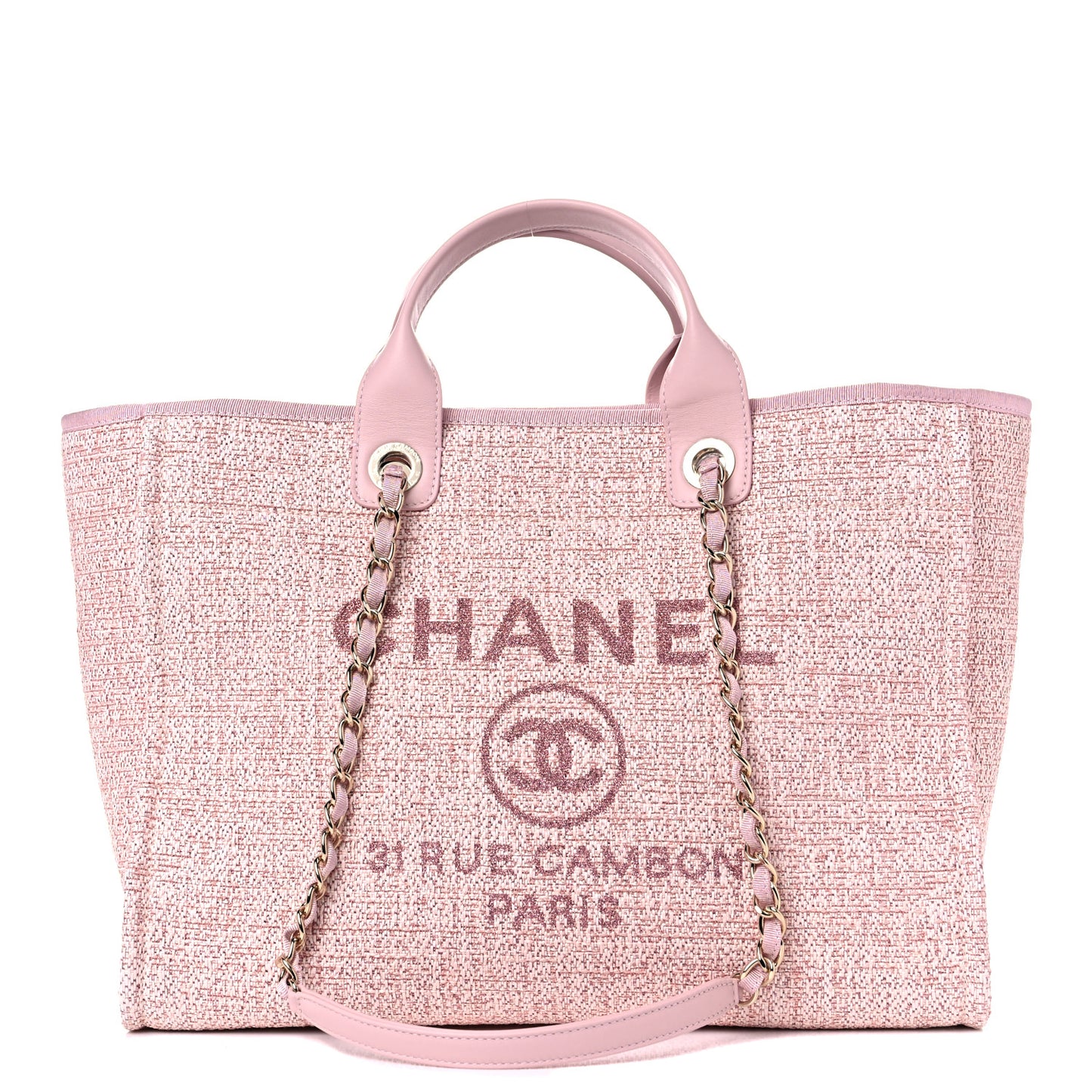 Lurex Boucle Deauville Medium Tote Pink