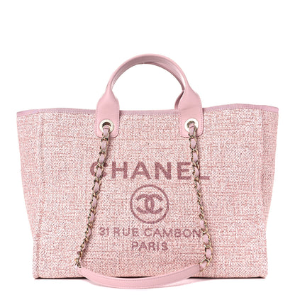 Chanel Lurex Boucle Deauville Medium Tote Pink 1 of 10