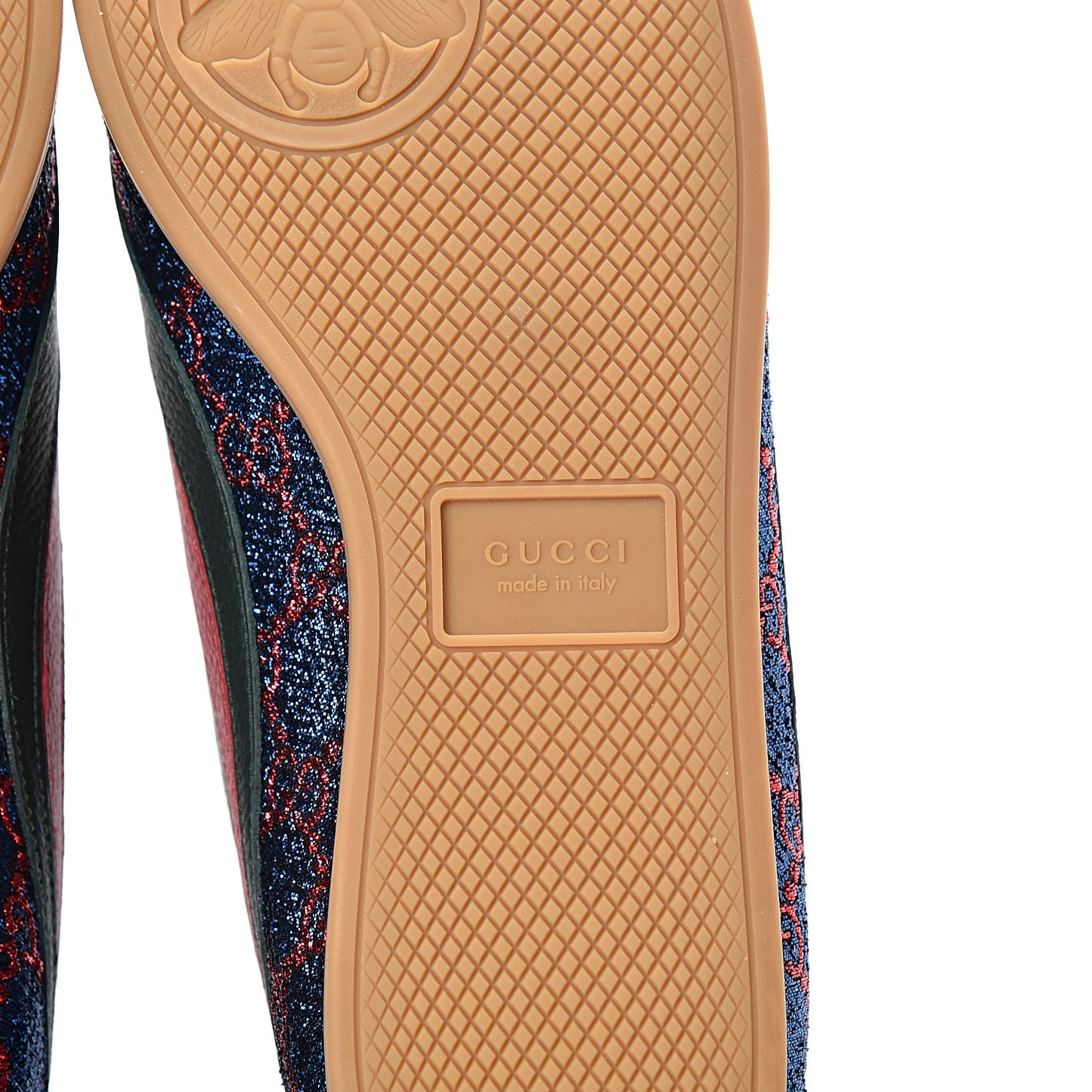 Lurex Calfskin Web GG Monogram Womens Falacer Sneakers 41 Iridescent Blue Iridescent Red Silver