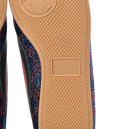 Gucci Lurex Calfskin Web GG Monogram Womens Falacer Sneakers 41 Iridescent Blue Iridescent Red Silver 7 of 10
