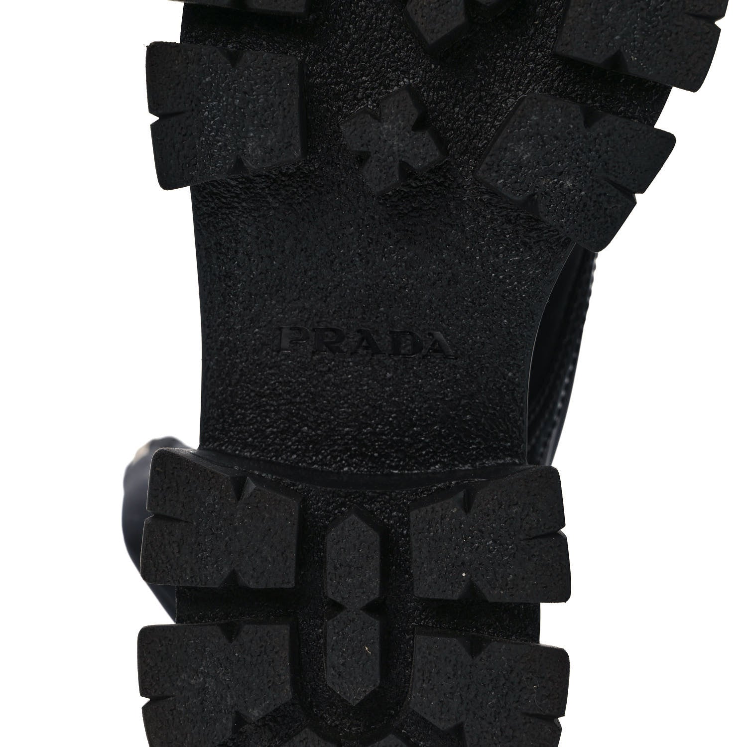 Prada Spazzolato Rois Nylon Metal Triangle Logo Monolith Pouch Pocket 55mm Boots 39.5 Black 7 of 8