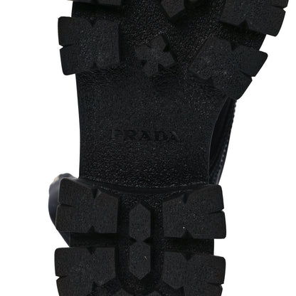 Prada Spazzolato Rois Nylon Metal Triangle Logo Monolith Pouch Pocket 55mm Boots 39.5 Black 7 of 8