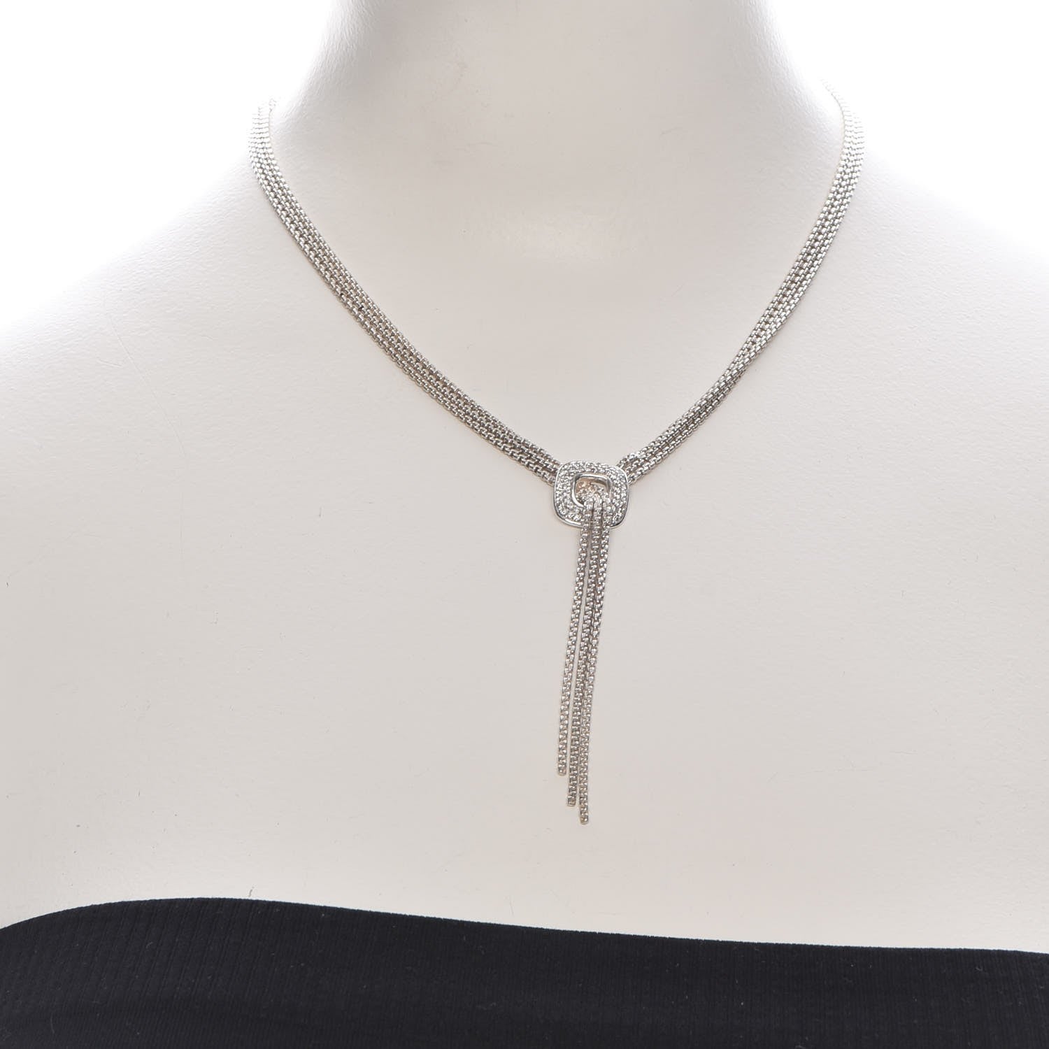 David Yurman Sterling Silver Diamond 14mm Waterfall Lariat Necklace 2 of 5