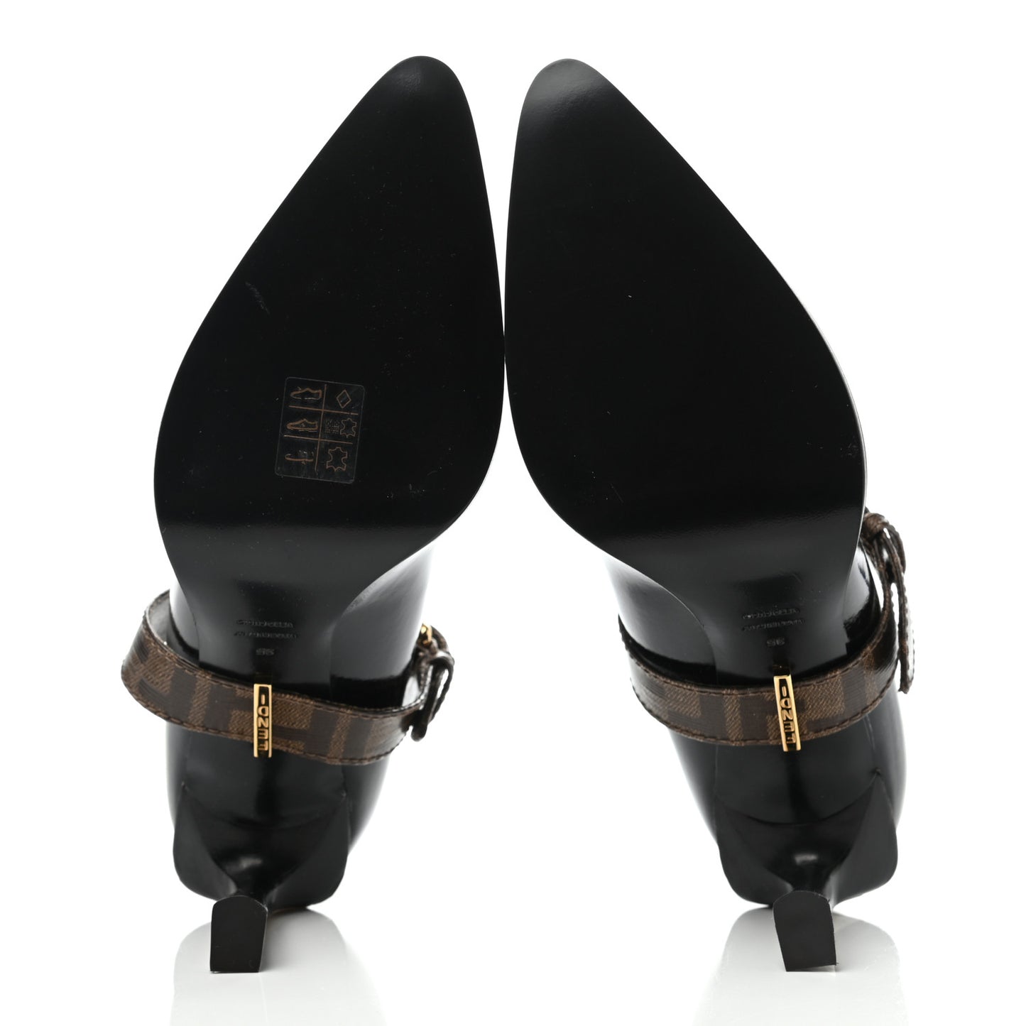 Glossy Neoprene Glazed Fabric FF FFrame Court Mary Jane Pumps 35 Black Tobacco Moro