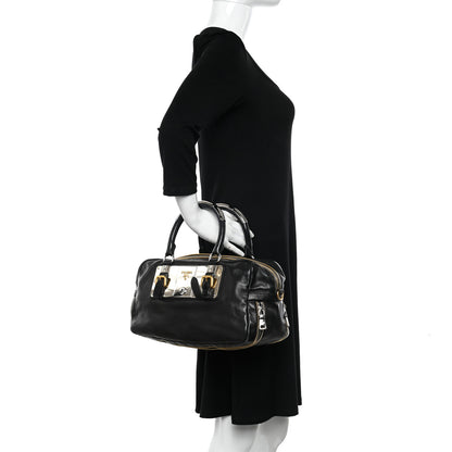 Prada Glace Calfskin Zippers Plaque Boston Black 2 of 10