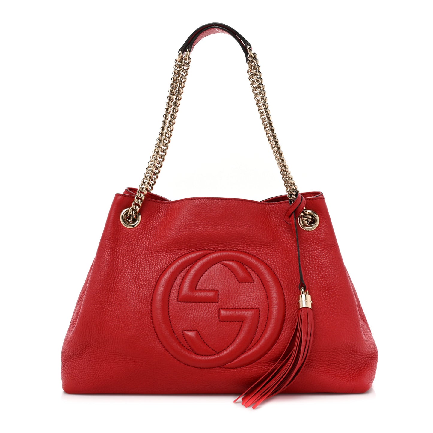 Pebbled Calfskin Medium Soho Chain Shoulder Bag Tabasco Red