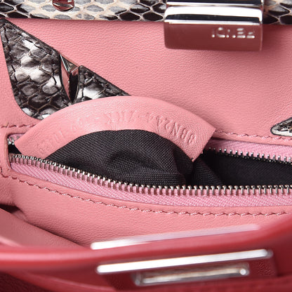 Fendi Nappa Elaphe Monster Eyes Mini Peekaboo Iconic Satchel Ruby Bois de Rose Natural 9 of 11