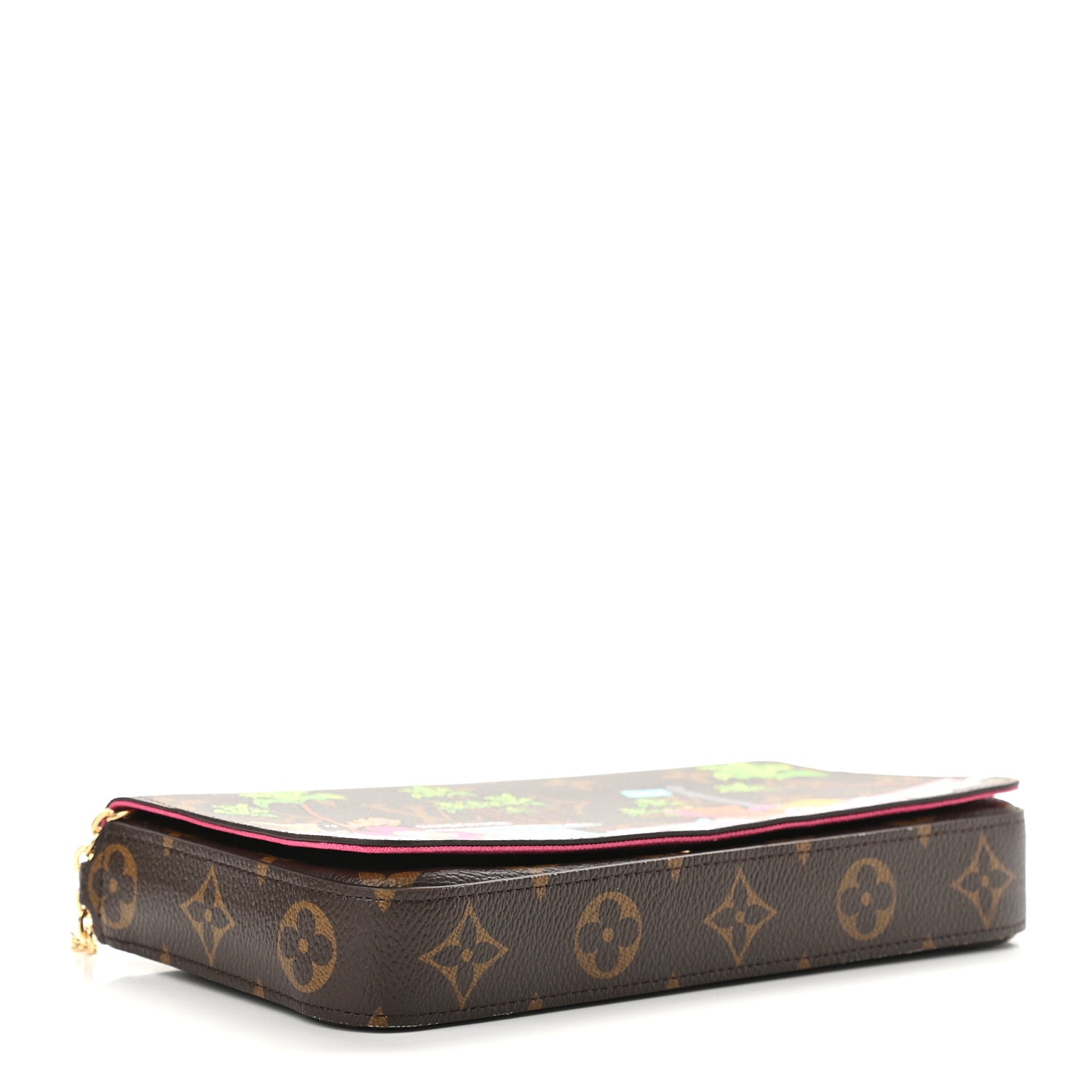 Louis Vuitton Monogram 2021 Christmas Animation Hollywood Pochette Felicie Chain Wallet Fuchsia 5 of 9