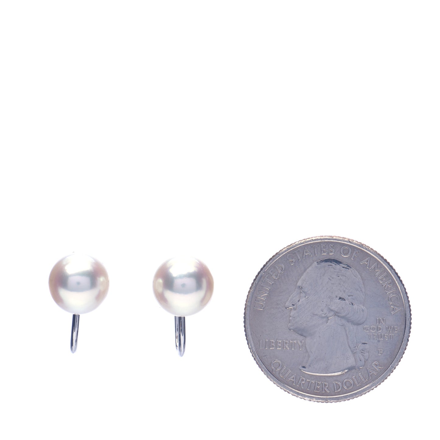 18K White Gold 8.8mm Akoya Pearl Screw Back Earrings