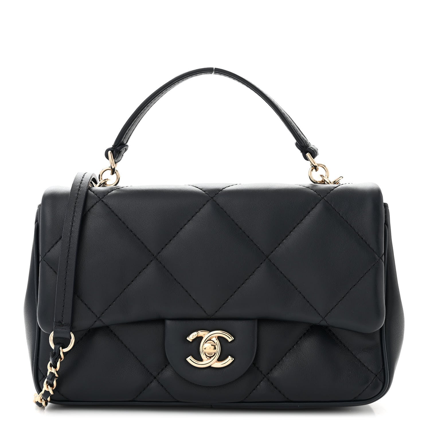 Chanel Lambskin Quilted Small Easy Carry Flap Navy 1 of 11