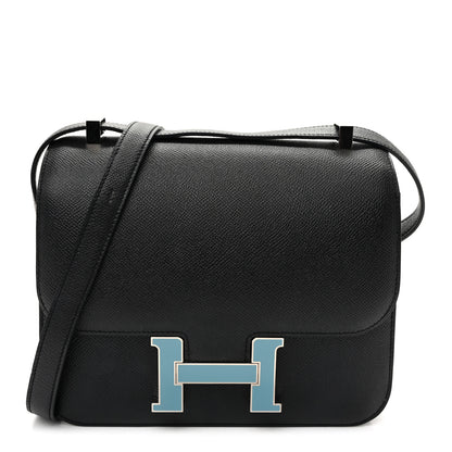 Hermes Epsom Enamel Constance 24 Black Bleu Saint Cyr 1 of 10