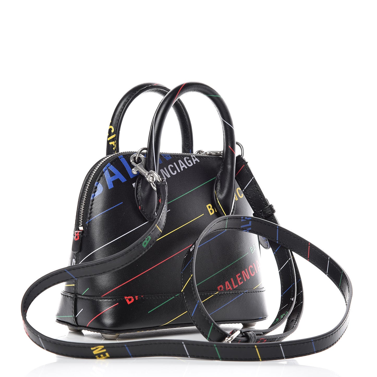 Calfskin Logo Print XXS Ville Top Handle Bag Black Multicolor