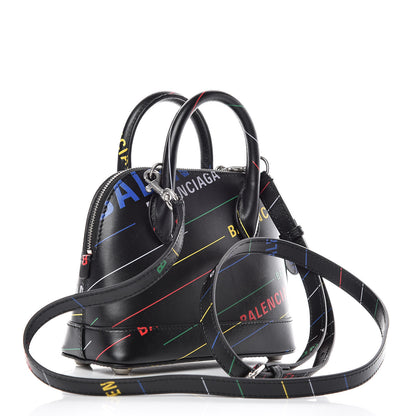 Balenciaga Calfskin Logo Print XXS Ville Top Handle Bag Black Multicolor 3 of 10