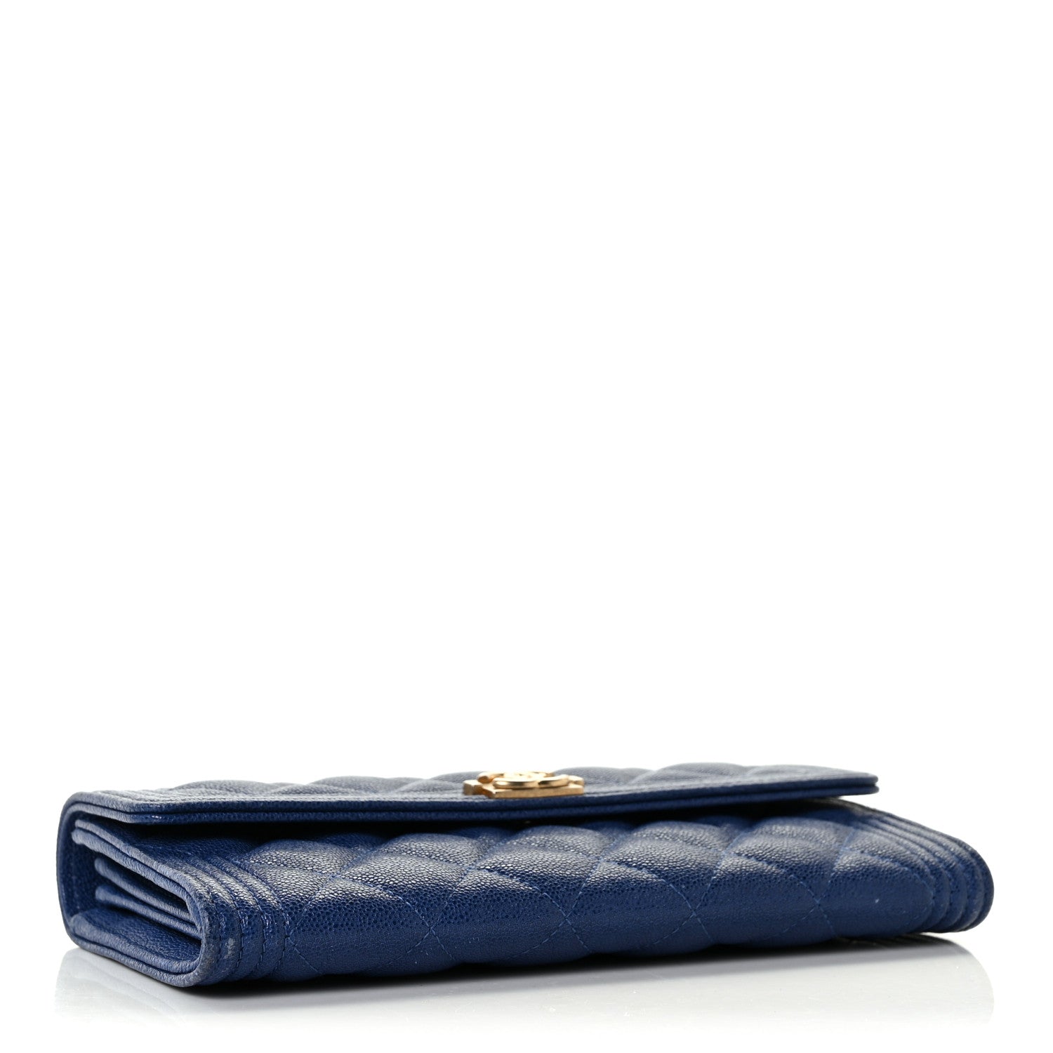 Chanel Caviar Quilted Large Boy Gusset Flap Wallet Blue 4 of 14
