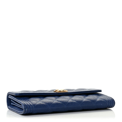 Chanel Caviar Quilted Large Boy Gusset Flap Wallet Blue 4 of 14