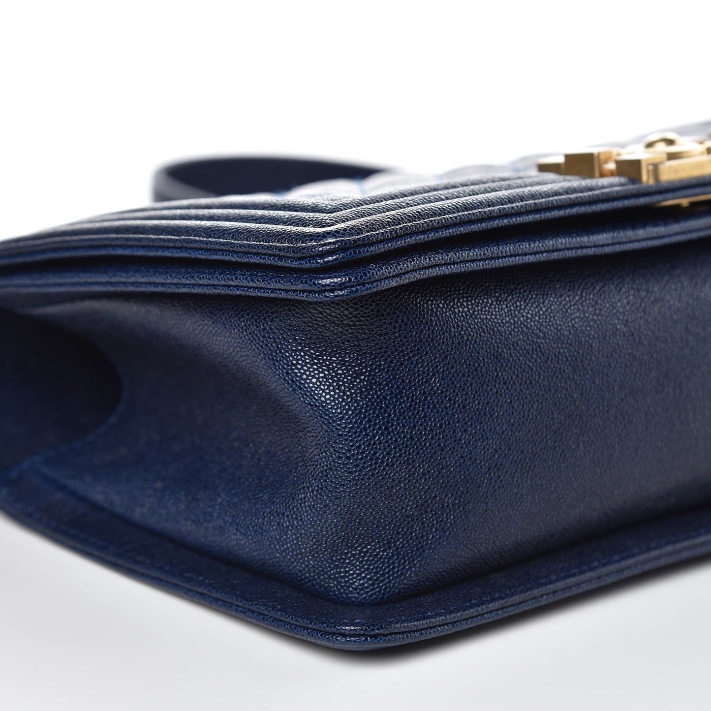 Caviar Quilted Medium Boy Flap Dark Blue