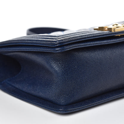 Chanel Caviar Quilted Medium Boy Flap Dark Blue 8 of 10