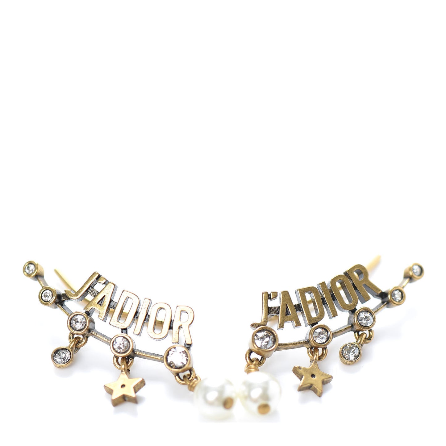 Metal Crystal Pearl J'Adior Ear Crawlers Aged Gold