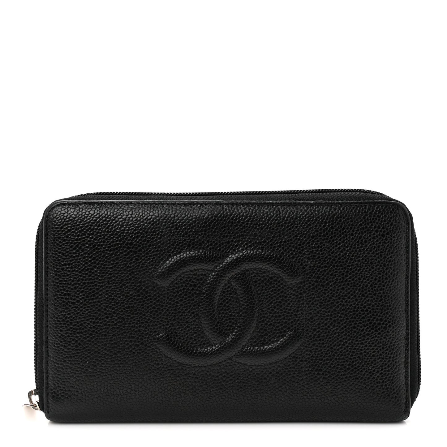 Caviar Large Timeless CC Zip Around Wallet Black