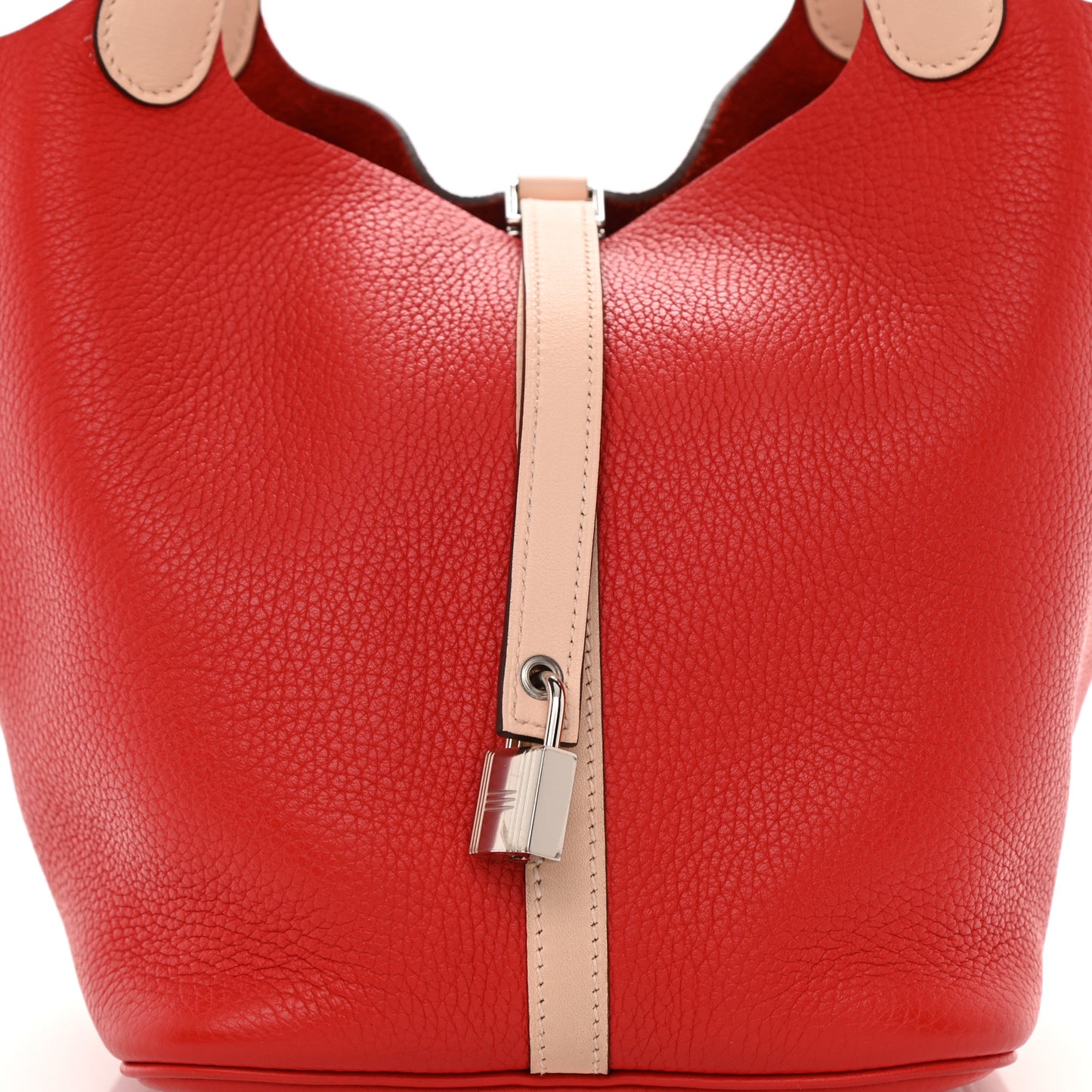 Taurillon Clemence Swift Picotin Lock 22 MM Rouge Tomate Rose Eglantine