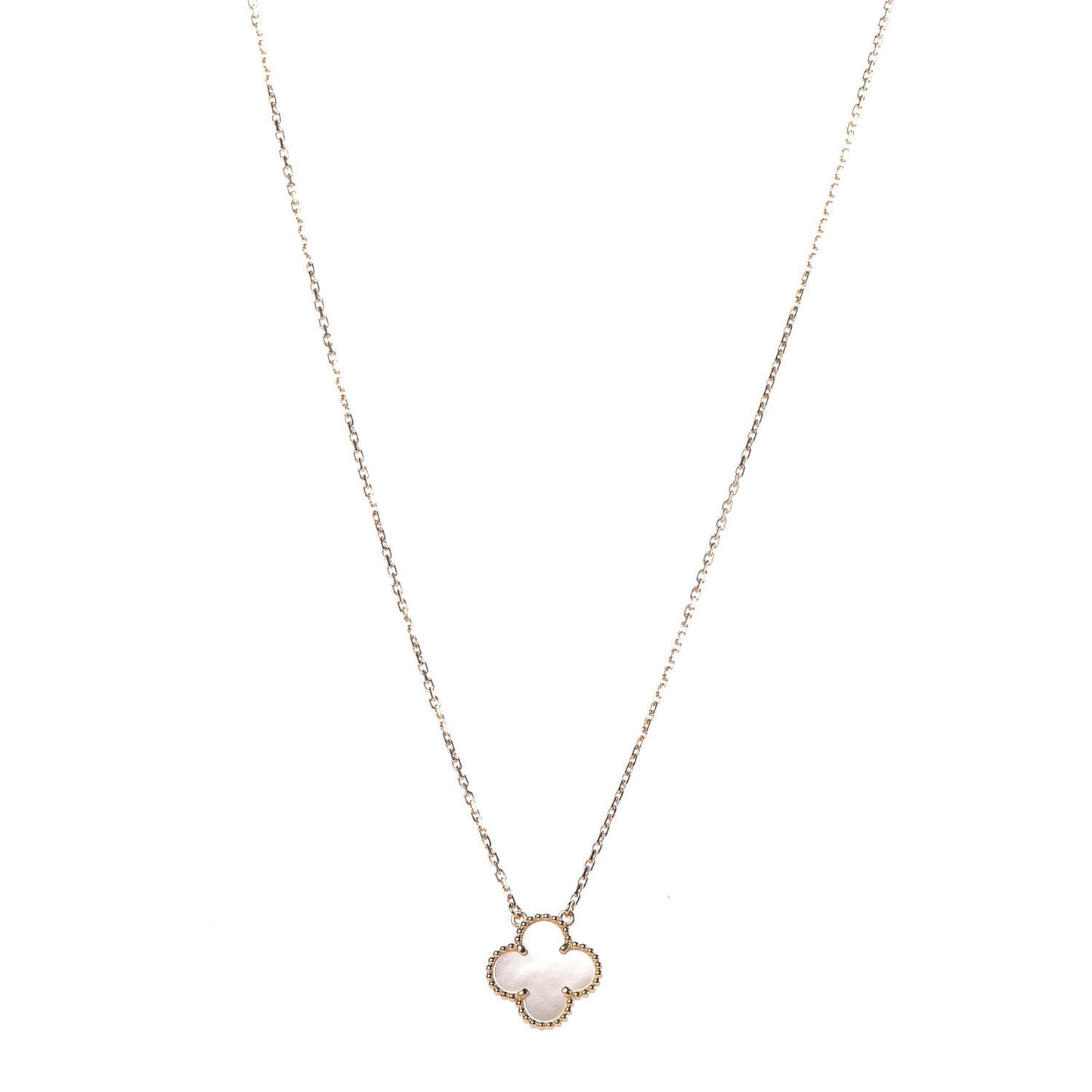 18K Yellow Gold Mother of Pearl Vintage Alhambra Pendant Necklace
