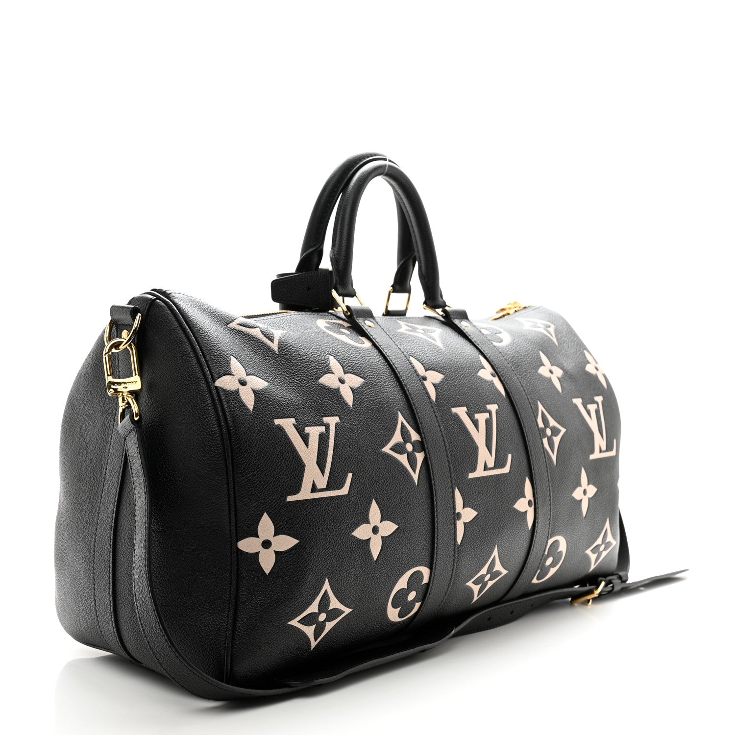 Louis Vuitton Empreinte Monogram Keepall Bandouliere 45 Black Beige 2 of 13