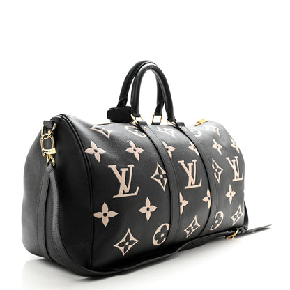 Louis Vuitton Empreinte Monogram Keepall Bandouliere 45 Black Beige 2 of 13