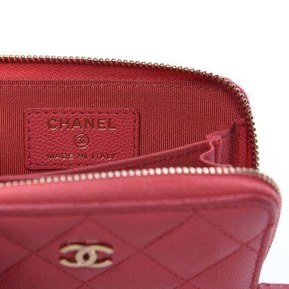Chanel Caviar Quilted Zip Coin Purse Dark Pink 6 of 8
