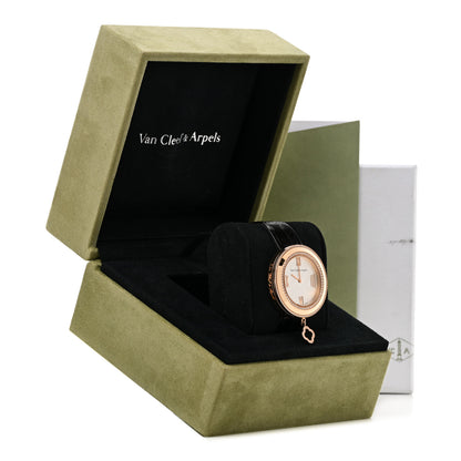 Van Cleef & Arpels 18K Rose Gold Alligator Diamond Bezel 38mm Charms Quartz Watch 7 of 7