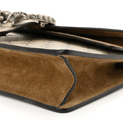 Gucci GG Supreme Monogram Suede Crystal Small Dionysus Shoulder Bag Beige Ebony Taupe 8 of 11