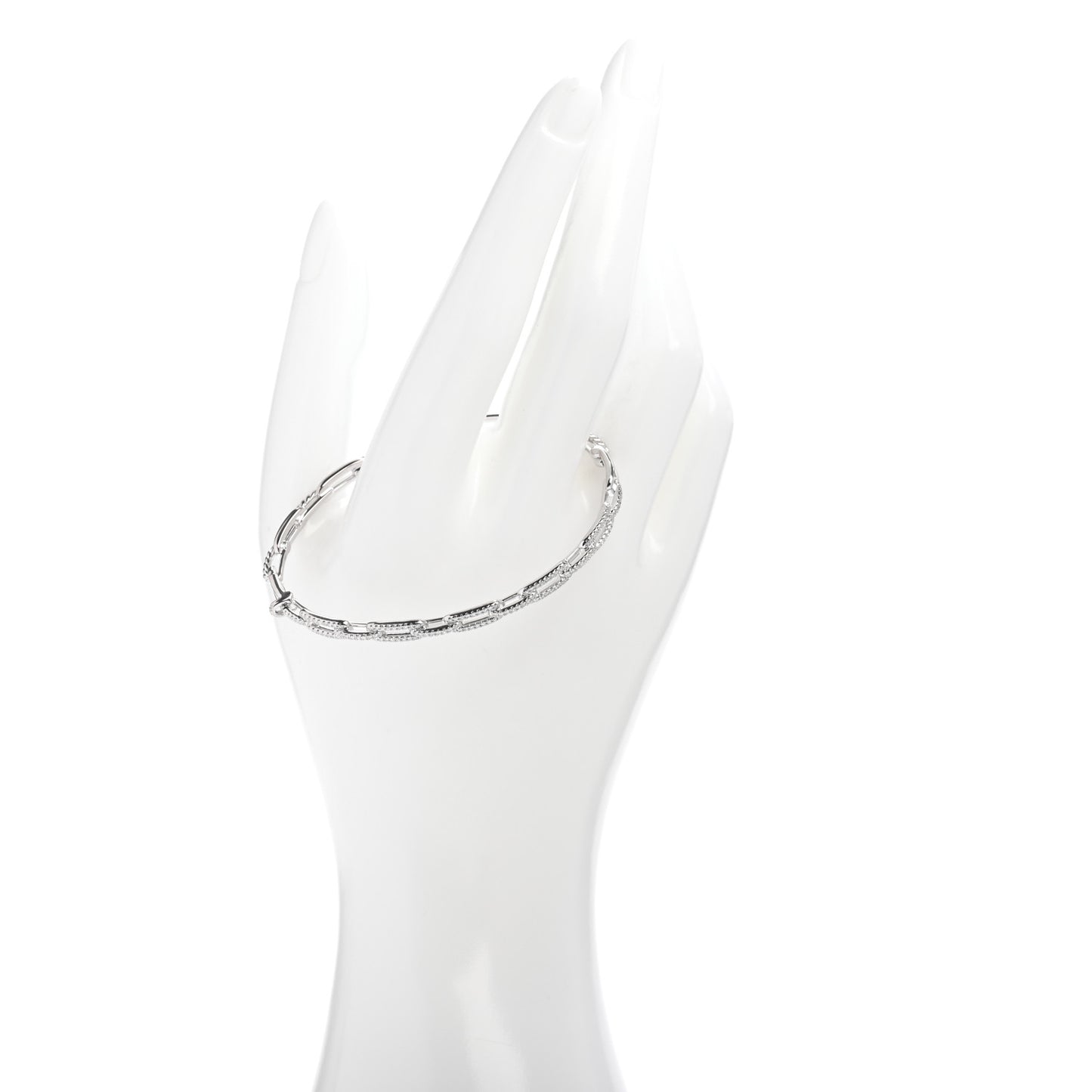 18K White Gold Diamond 4mm Stax Chain Link Bracelet
