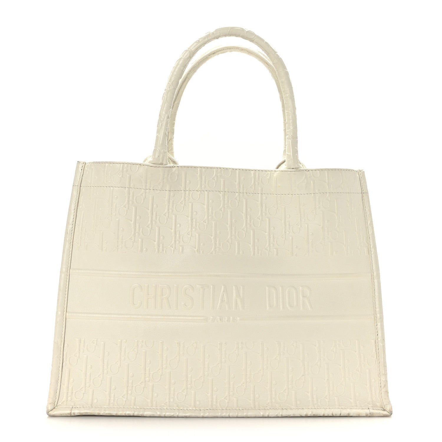 Christian Dior Oblique Calfskin Embossed Medium Book Tote Ivory 1 of 11
