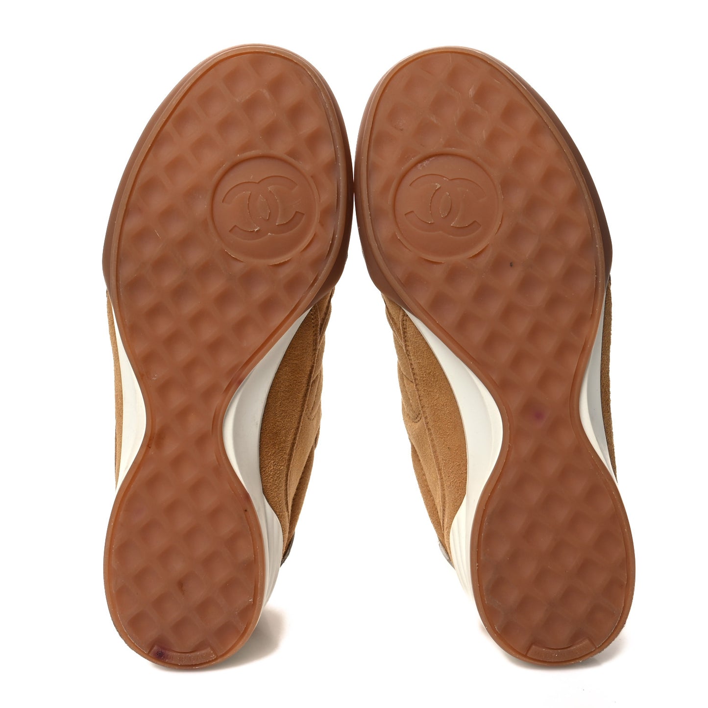 Suede Kidskin Quilted Sneakers 37 Dark Beige