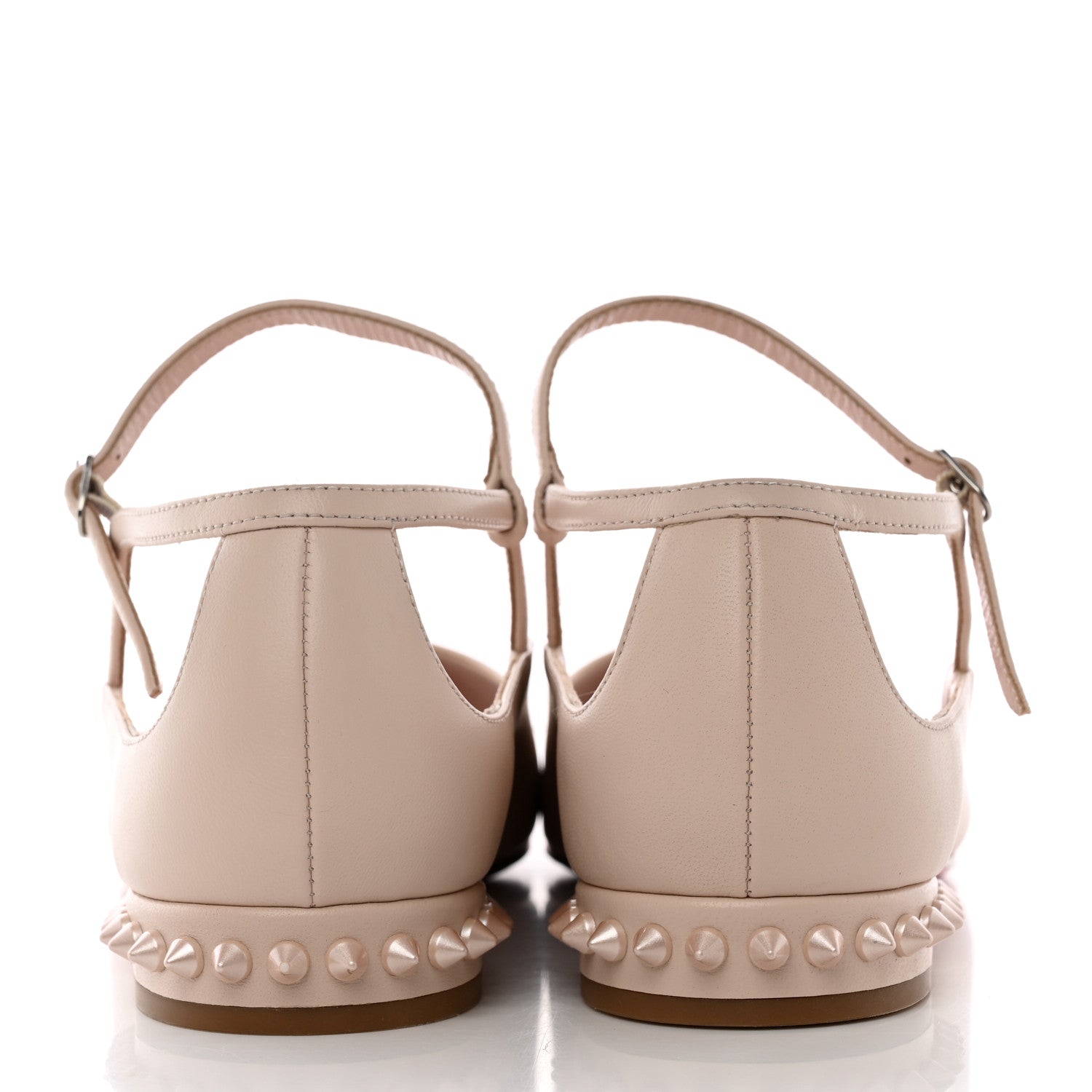 Christian Louboutin Calfskin Conclusive Spike Ankle Strap Ballerina Flats 39.5 Leche 5 of 14