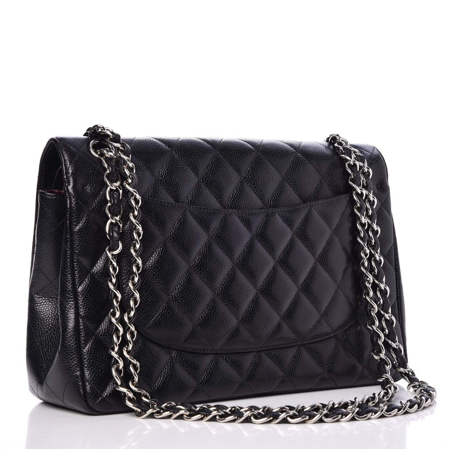 Caviar Quilted Jumbo Double Flap Black