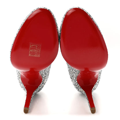 Christian Louboutin Glitter Canvas Aliglitter Fifille 100 Pumps 37 Silver 6 of 9