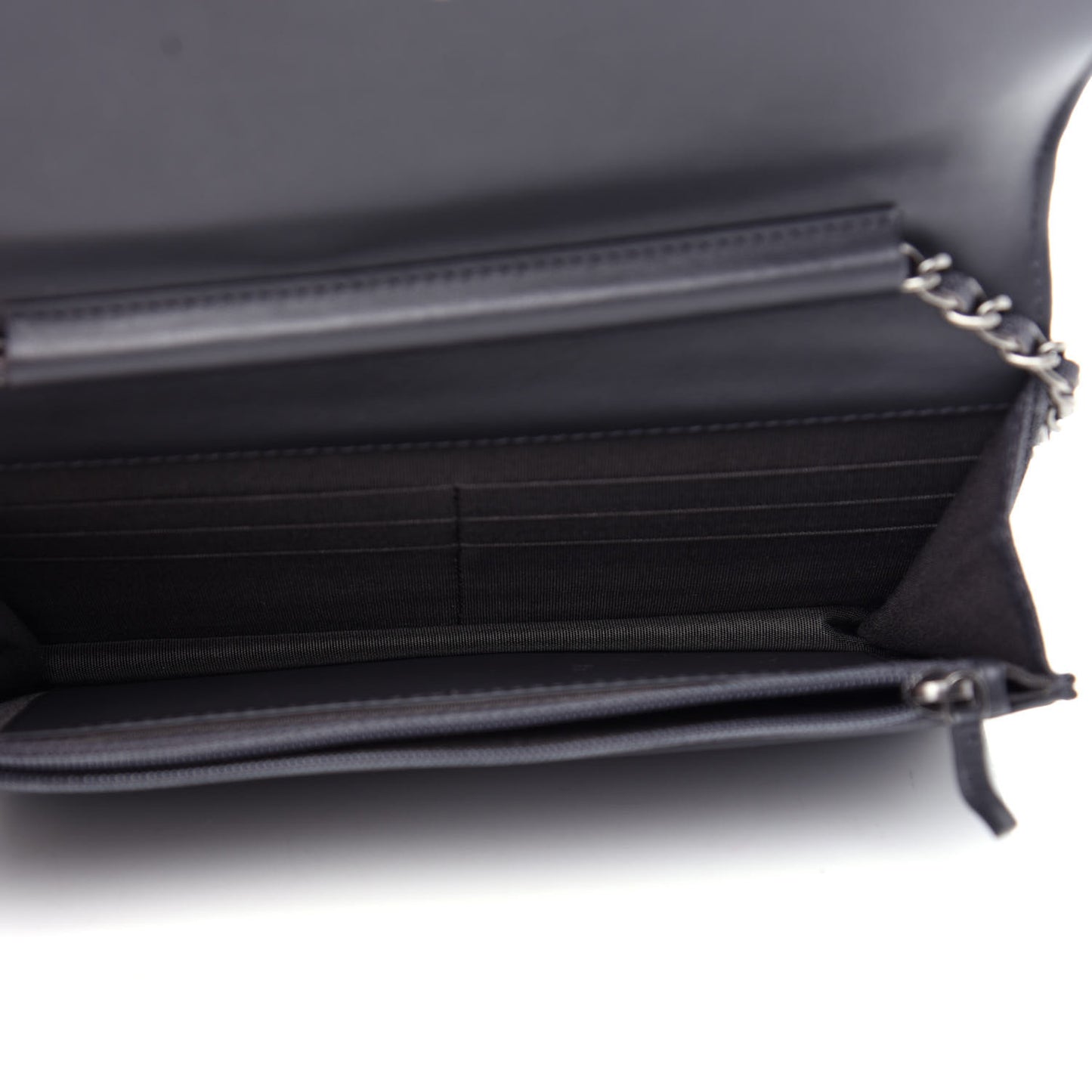 Caviar Quilted Boy Wallet On Chain WOC Charcoal