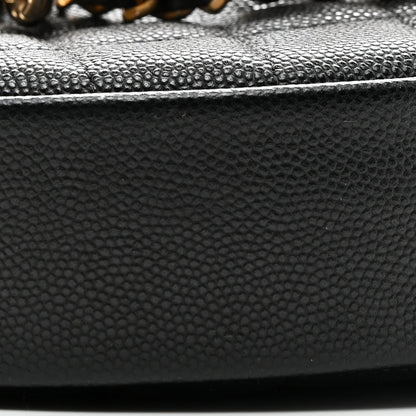 Chanel Shiny Caviar Quilted Bow Pouch Hobo Black 9 of 12