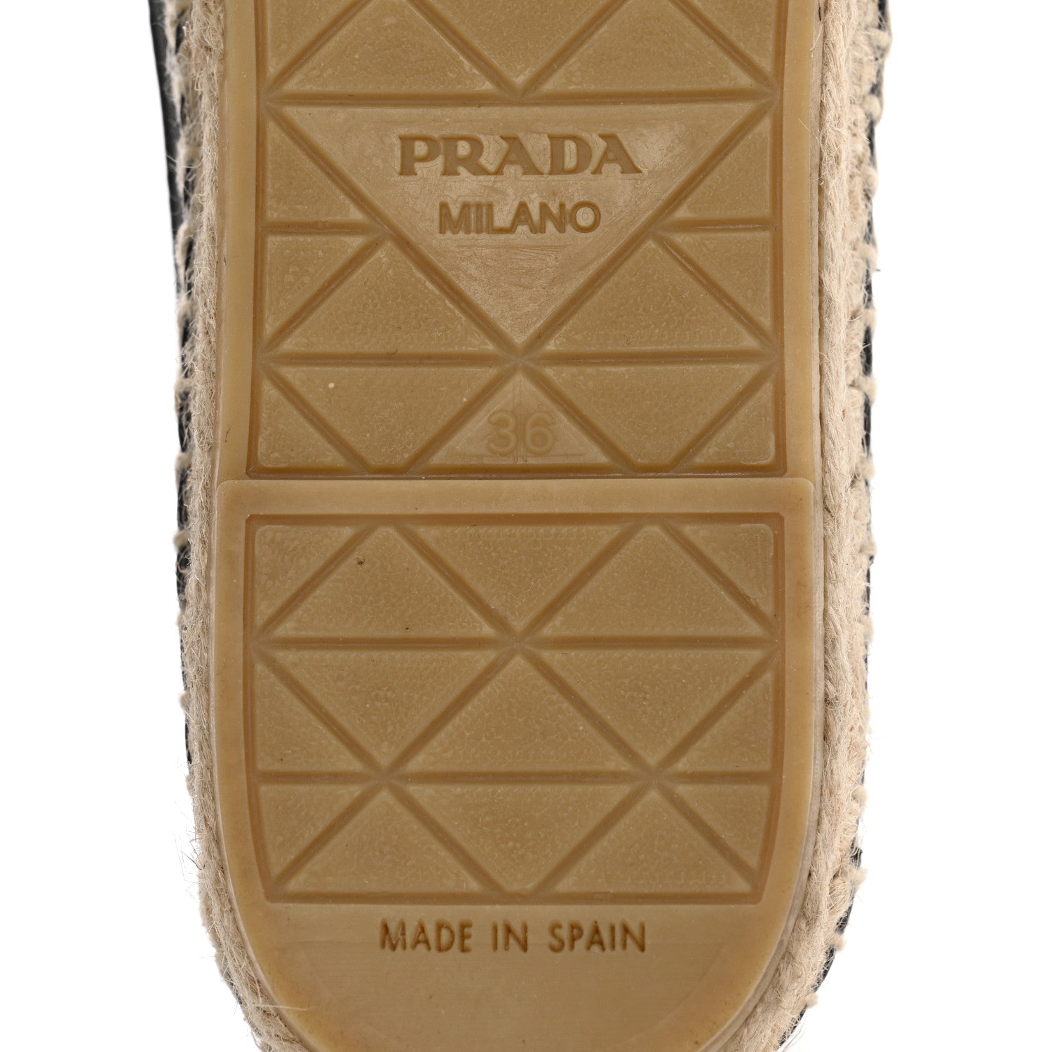 Prada Rete Nappa Metal Triangle Logo 20mm Espadrilles 36 Black 8 of 8