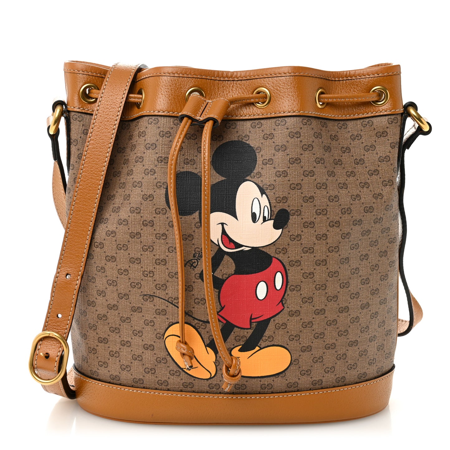 X DISNEY Mini Vintage GG Supreme Monogram Bucket Bag Beige Vintage Sun Oil