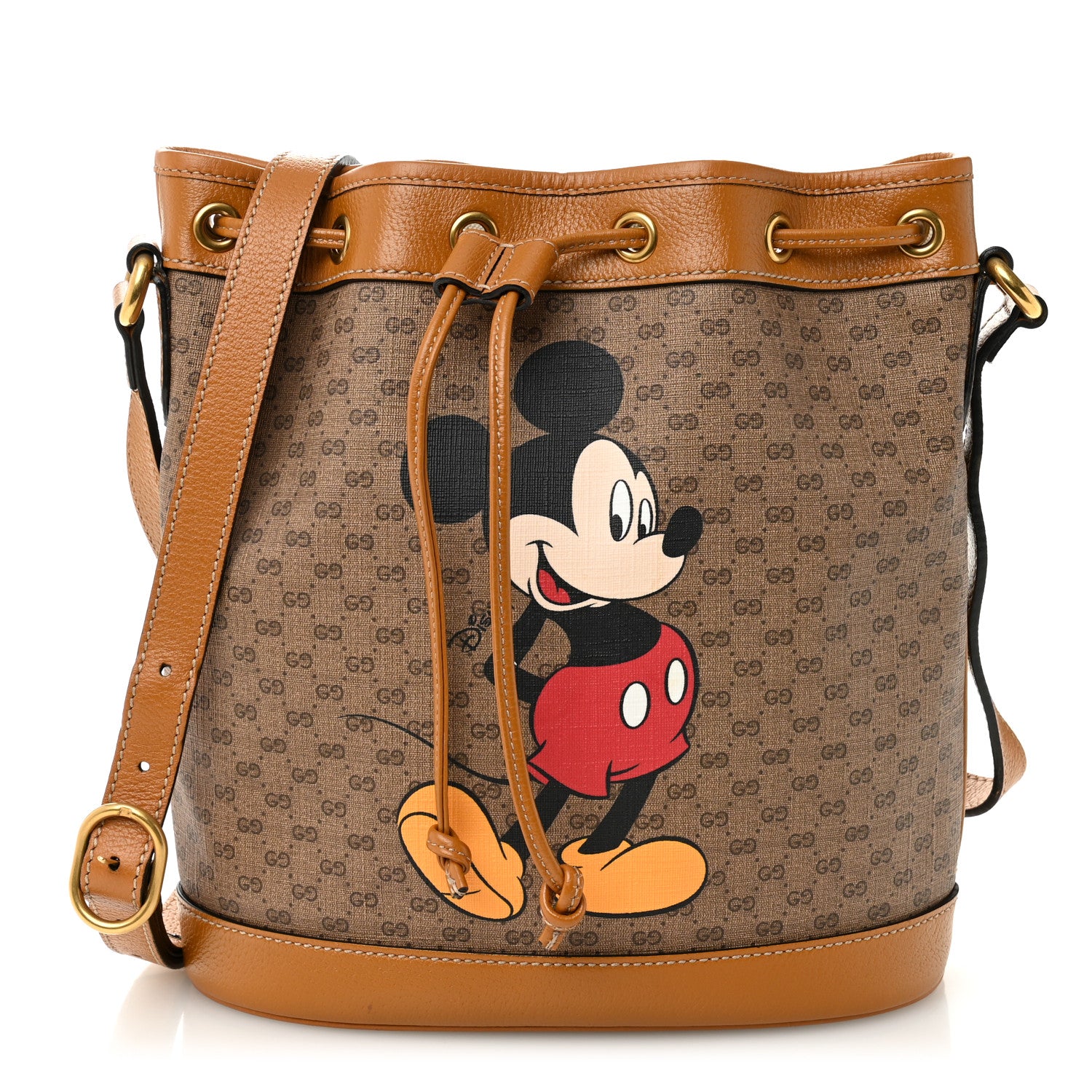 Gucci X DISNEY Mini Vintage GG Supreme Monogram Bucket Bag Beige Vintage Sun Oil 1 of 12