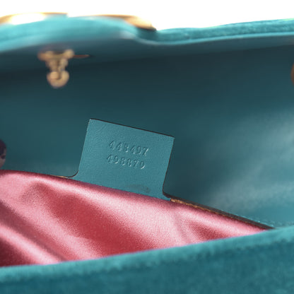 Gucci Velvet Matelasse Small GG Marmont Shoulder Bag Pavone Cyan 7 of 10