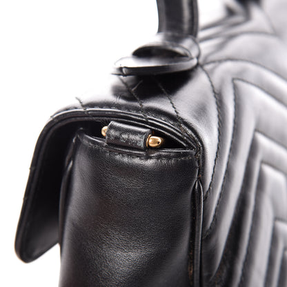 Gucci Calfskin Matelasse Small GG Marmont Top Handle Shoulder Bag Black 17 of 17