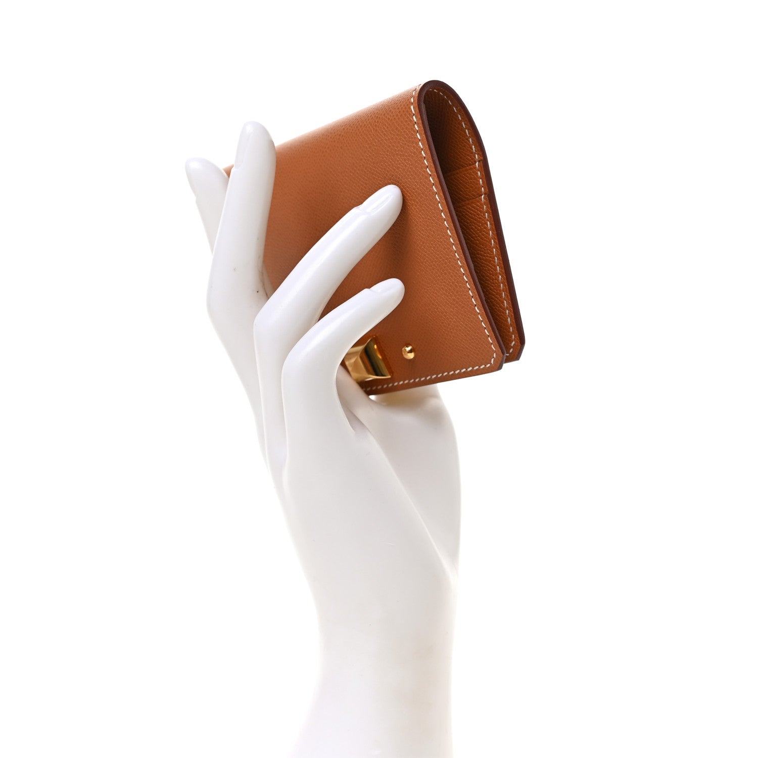 Hermes Madame Calfskin Medor Card Holder Gold 2 of 6
