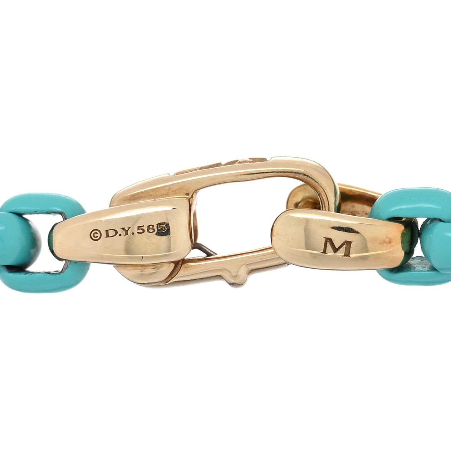 Stainless Steel 14K Yellow Gold Acrylic Bel Aire 4mm Chain Bracelet Turquoise