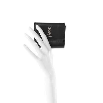 Saint Laurent Smooth Calfskin Monogram Tiny Tri Fold Wallet Black 2 of 7