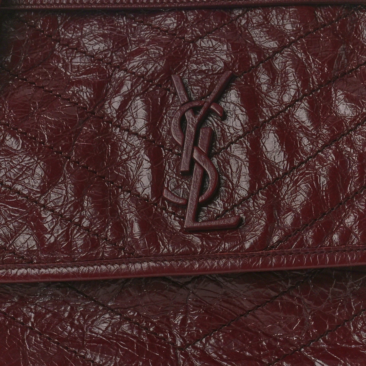 Crinkled Calfskin Matelasse Monogram Medium Niki Chain Satchel Rouge Legion