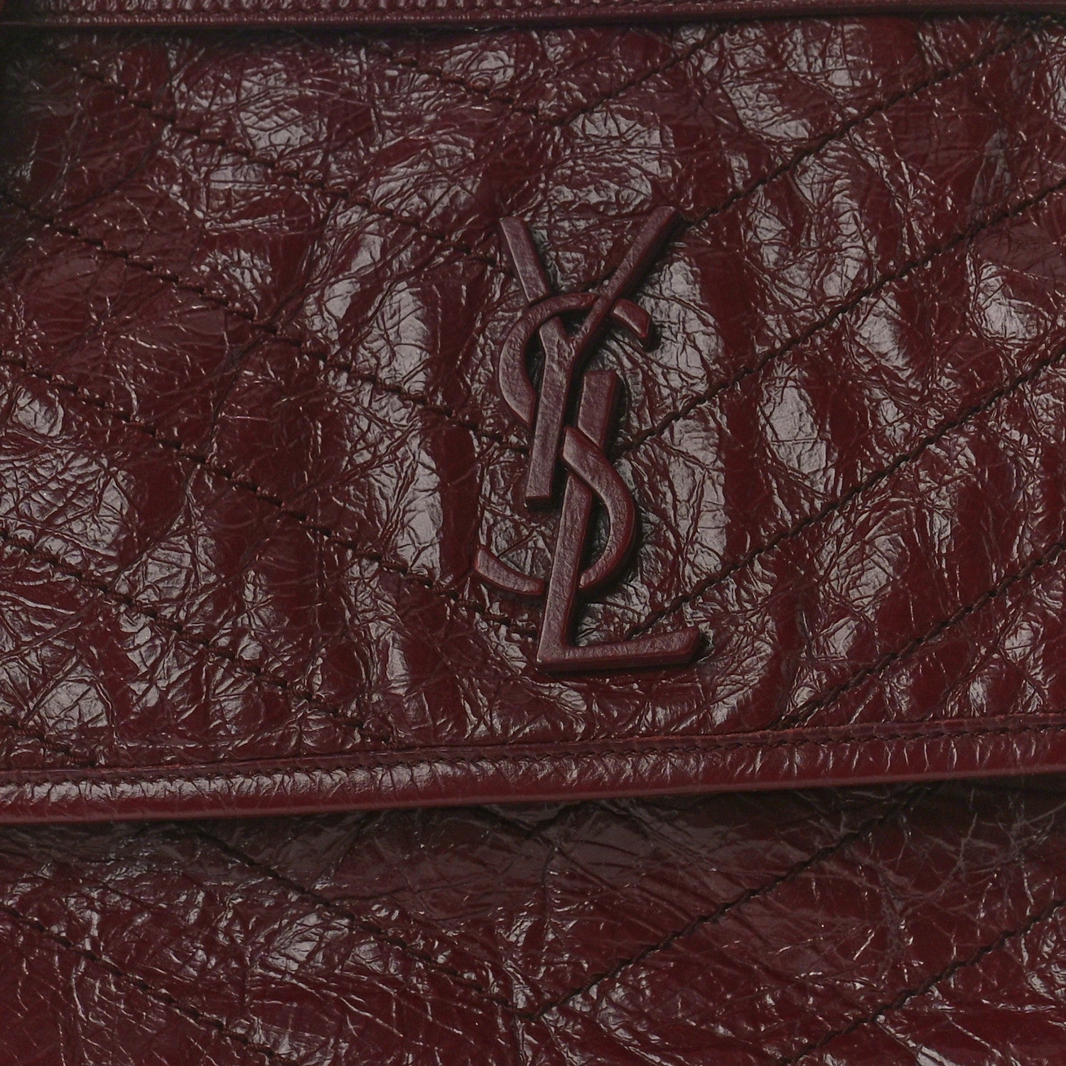Saint Laurent Crinkled Calfskin Matelasse Monogram Medium Niki Chain Satchel Rouge Legion 9 of 13