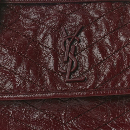 Saint Laurent Crinkled Calfskin Matelasse Monogram Medium Niki Chain Satchel Rouge Legion 9 of 13