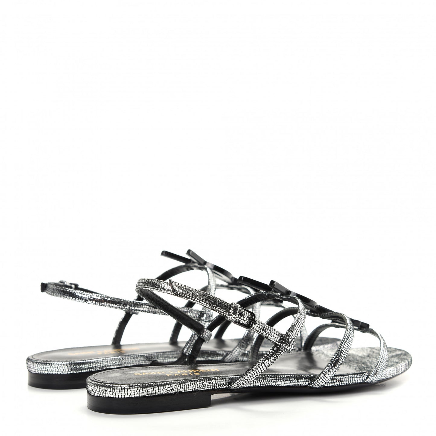 Calfskin Cassandra Monogram Sandals 36 Argento